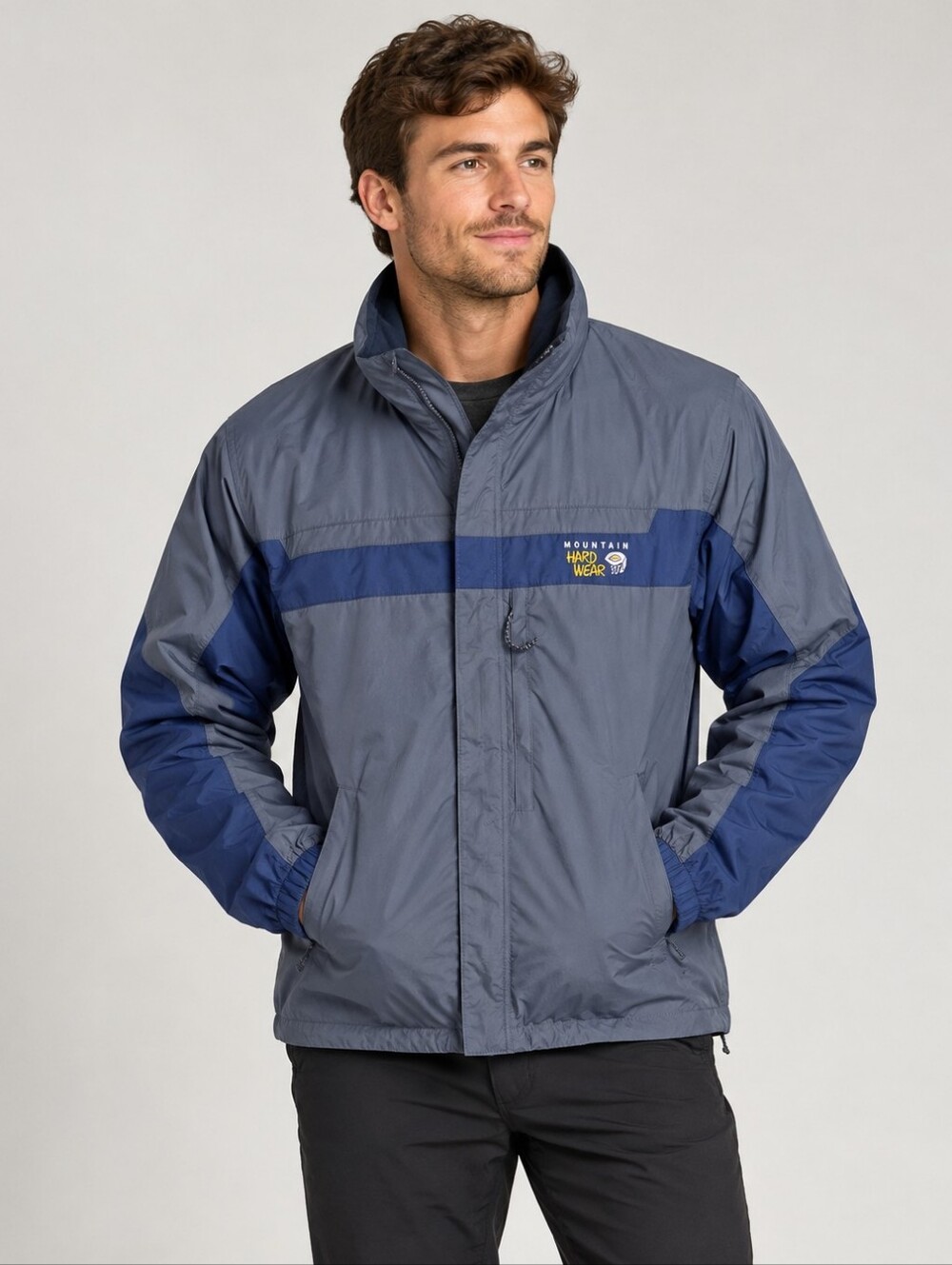 Mountain Hardwear Men's L Gray & Navy Windbreaker Jacket